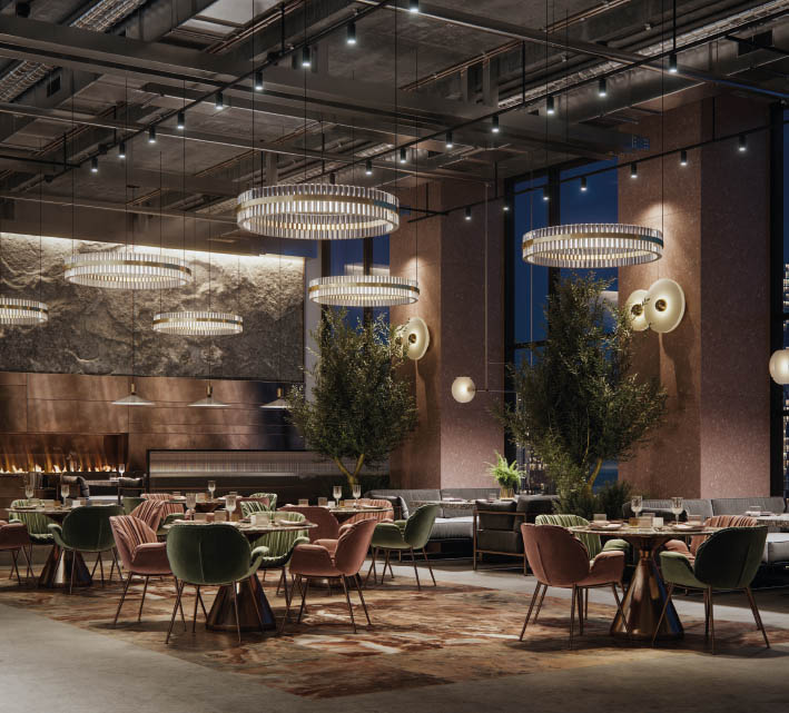 Modernes Restaurant mit hochwertiger Design-Einrichtung