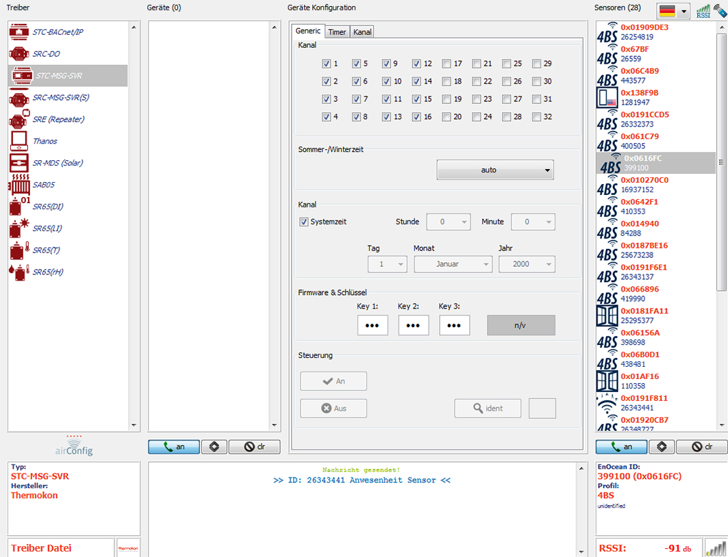 Screenshot airConfig Geräte Konfiguration